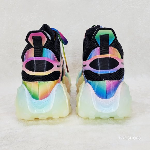 Anthony Wang Alien Rainbow Multi Hidden Wedge Platform Sneakers Octopus Tread - Picture 6 of 14